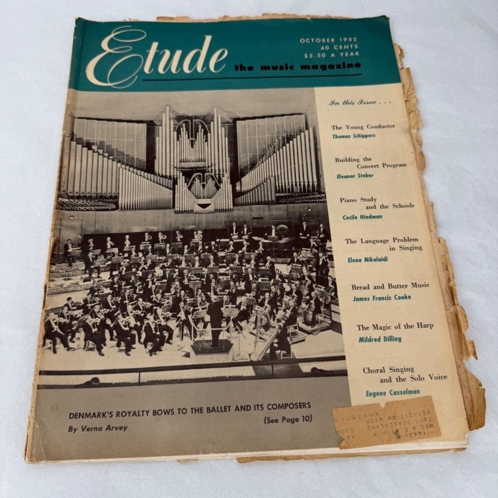 Etude Music Magazine Oct 1952 Denmarks Ballet Composers VTG Articles Ephemera